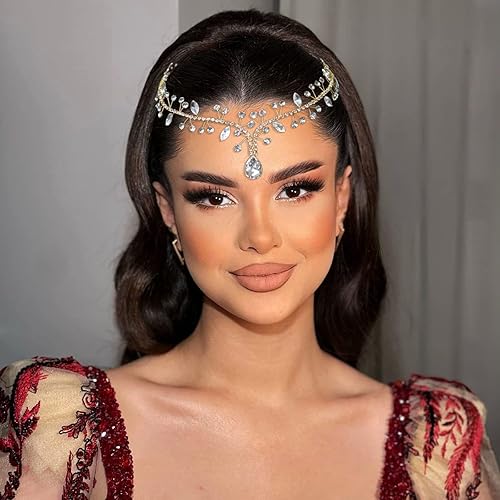 Diadema de boda para novia, diadema nupcial con diamantes de imitación, accesorios para el cabello para novias y damas de honor (dorado)