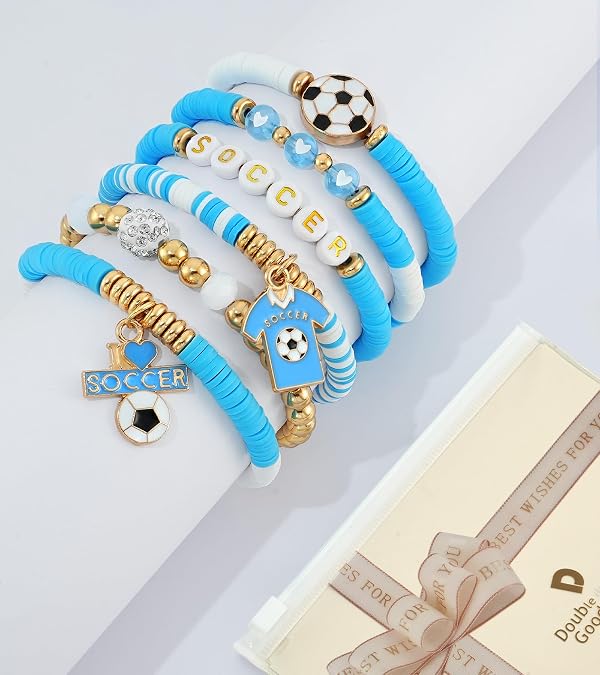 doubgood 2026 World Soccer Cup Soccer Bracelets for Women Men, Stackable Soccer Jewelry Game Day Fan Accessories Gifts for Argentina Soccer Fans by doubgood - Image 6