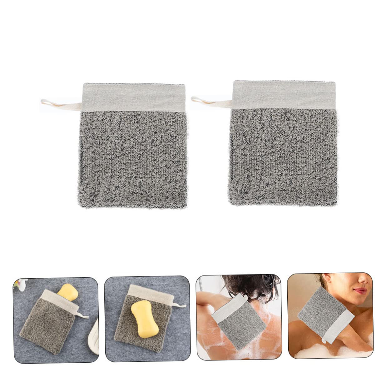 LIFKOME Linen Soap Foaming Pouch 2Pcs Small Soap for Cleaning Exfoliating Net for Bathing and Travel