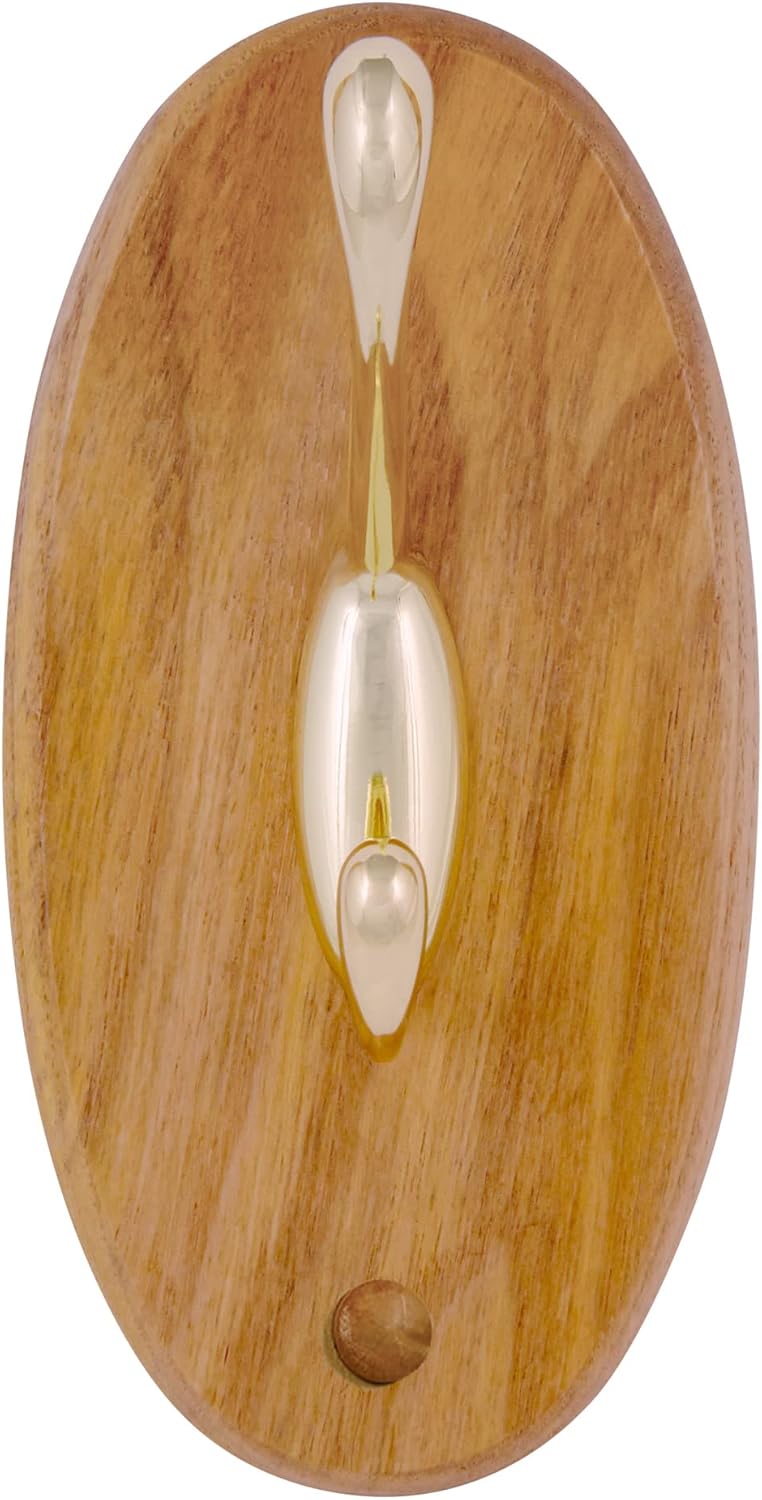 double robe hook mounted in bathroom honey oak