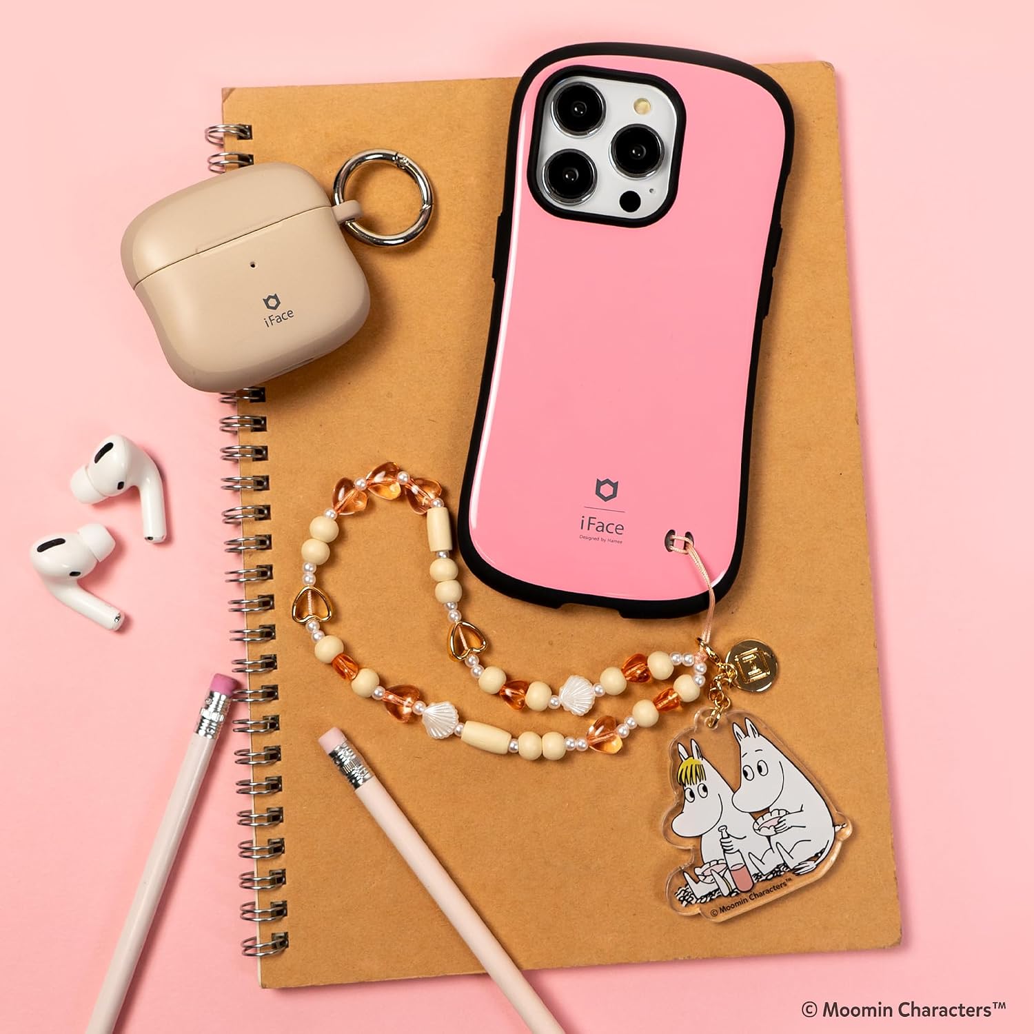 iFace Moomin Beaded Wristlet Universal Charm Strap – Cute Wrist Strap for Cell Phone Camera Keys AirPods