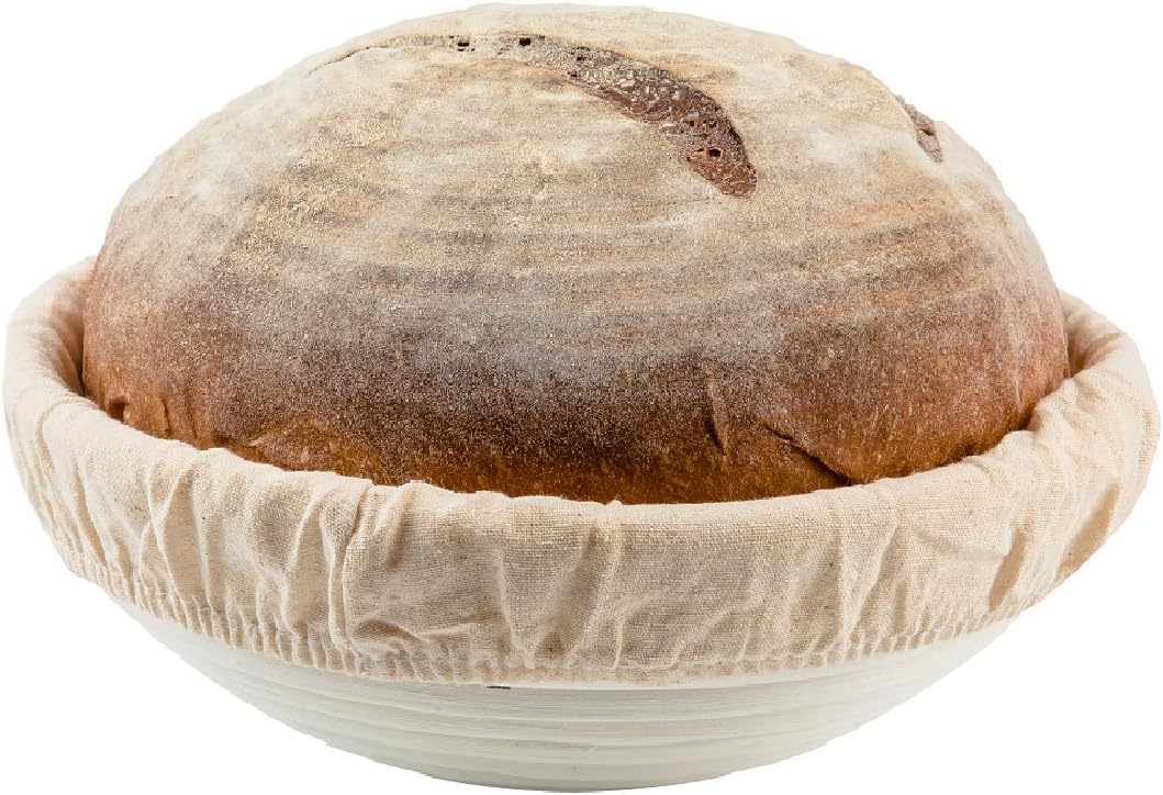 9 inch Round Bread Banneton Proofing Basket & Liner Brotform Dough Rising Rattan Handmade Rattan Bowl - Perfect for Artisan