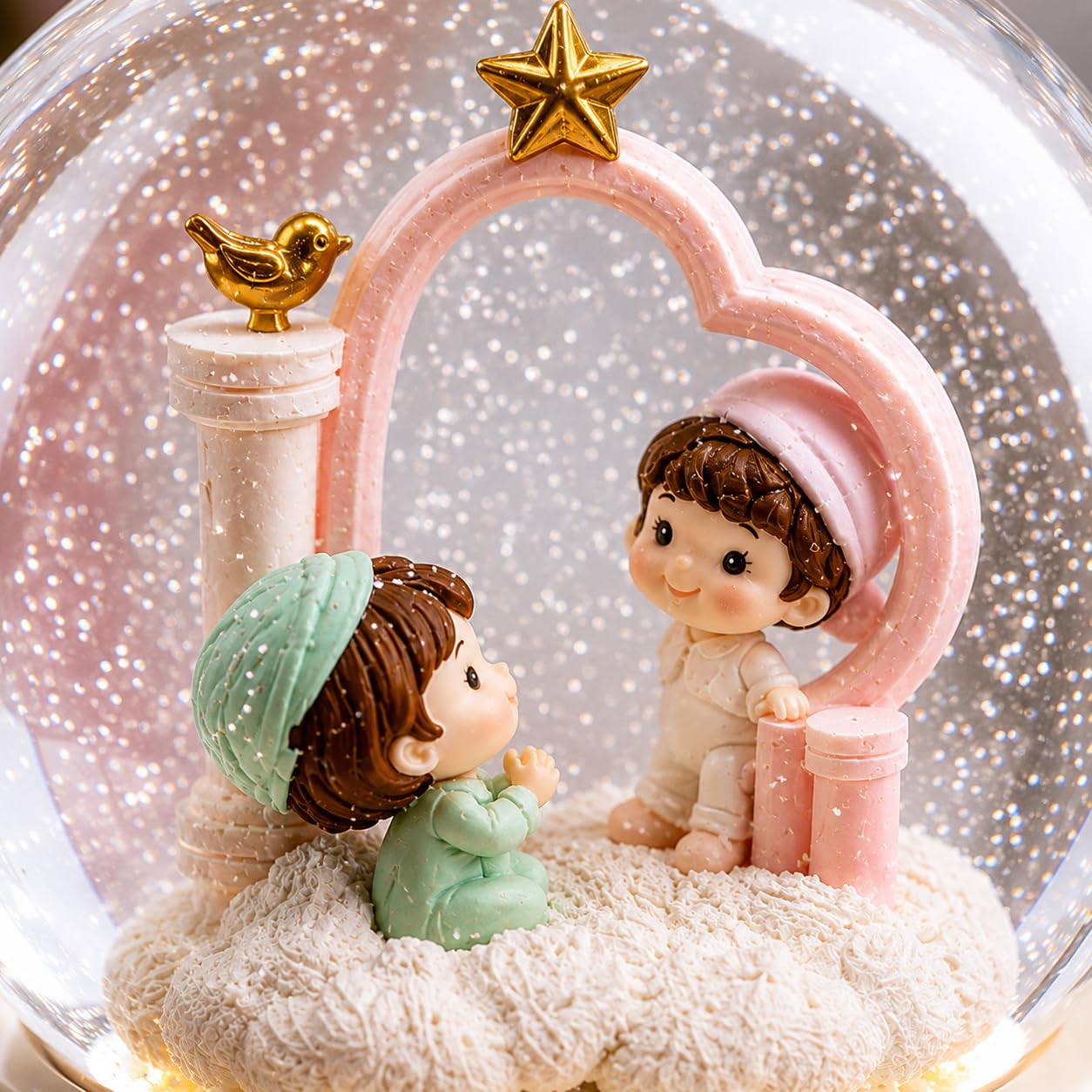 Cubbie Musical Snow Globe with LED Light, Crystal Ball Water Globe, Romantic Me and You Couple Figurine, Decorative Night Lamp for Anniversary, Birthday & Valentine's Gift (Sweet Hearts)-picture-47