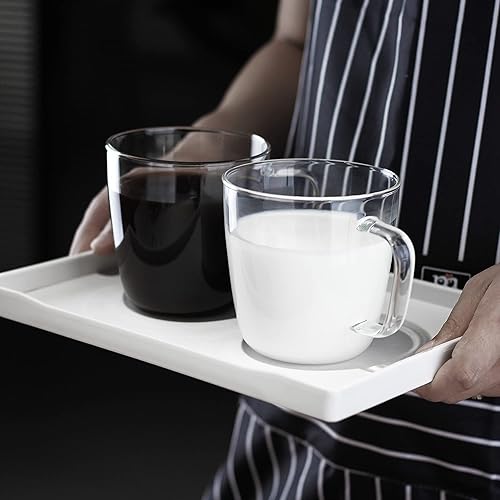 Miniatura 8 de LUXU - Tazas de té de vidrio grandes y de alta calidad (juego de 2), 24 onzas, modernas y sencillas tazas de café o té de vidrio, de boca ancha,