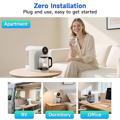 Miniatura 5 de Ecoviva Filtro de agua de ósmosis inversa para encimera, sistema de filtración de agua RO de 6 etapas con jarra de vidrio, pantalla TDS, 31 puro