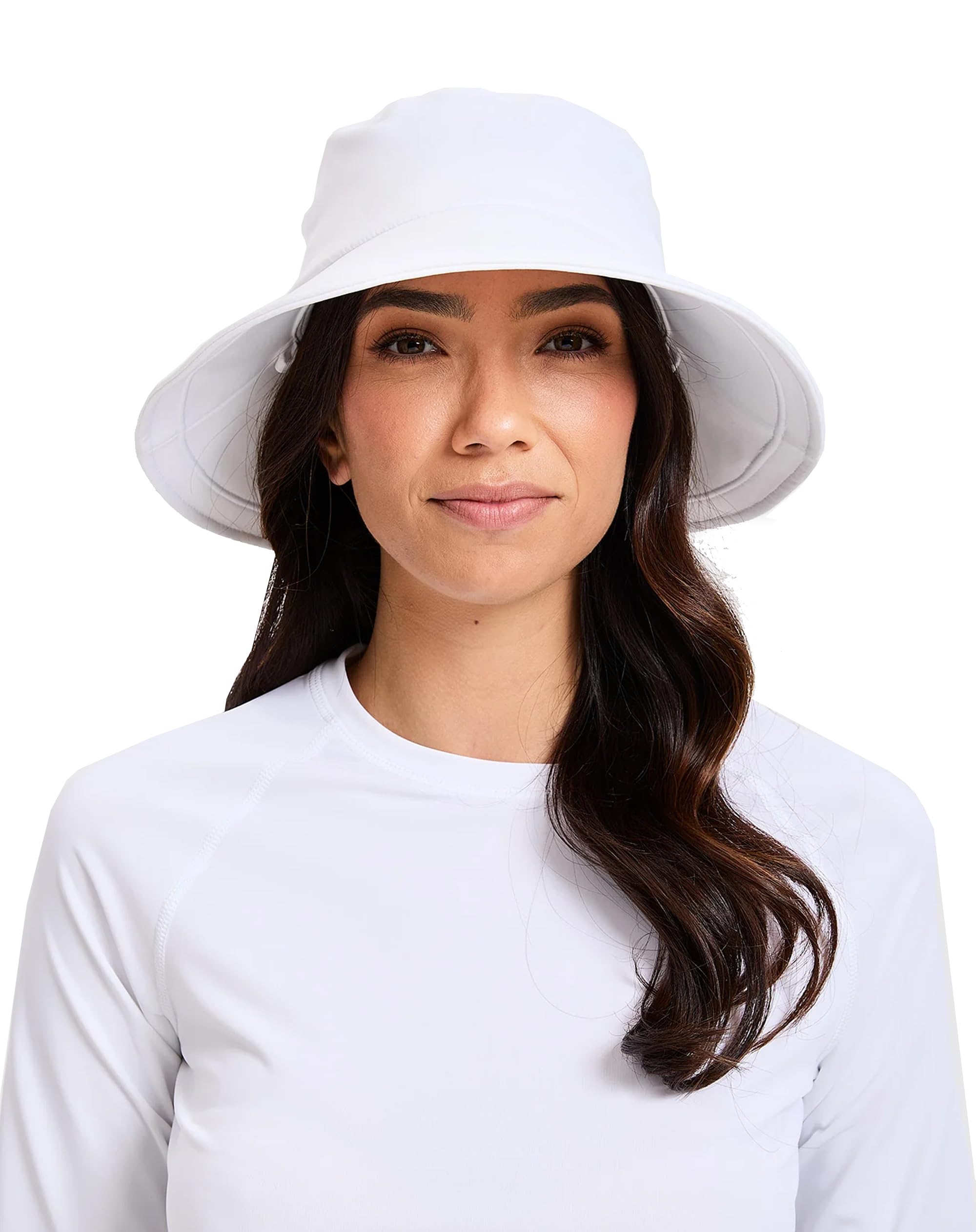 SolbariWomen's Wide Brim Swim Sun Hat UPF 50+, Water-Resistant UV Protection with Ponytail Opening for Beach & Outdoor Pool