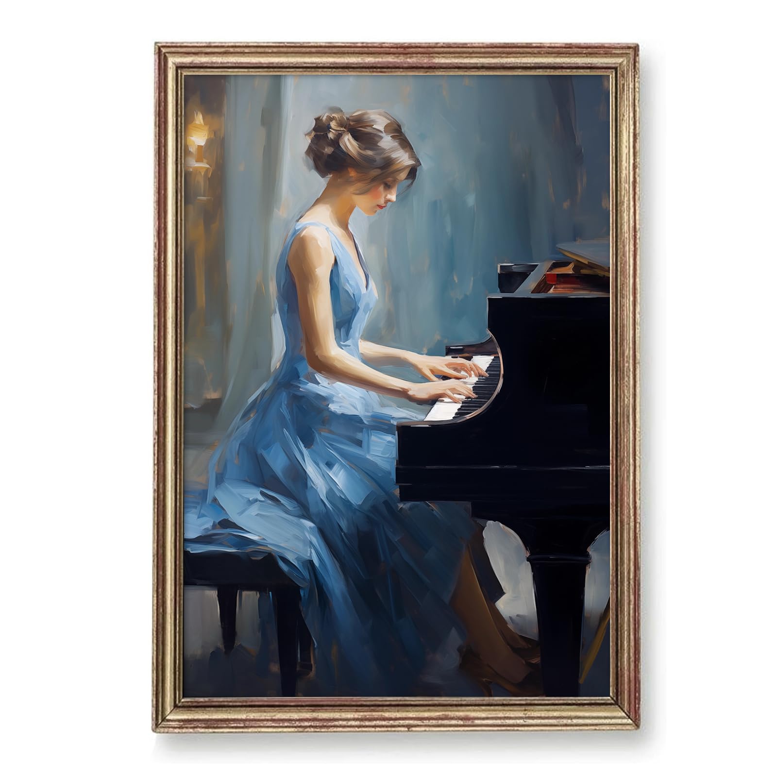 Amazon.com: Woman Playing Piano Wall Art Vintage Portrait Canvas Elegant Lady  Paintings French Women Art Prints Girl Playing Piano Wall Art Victorian  Woman Picture Vintage Moody Artwork for Room 16x24in No Frame: