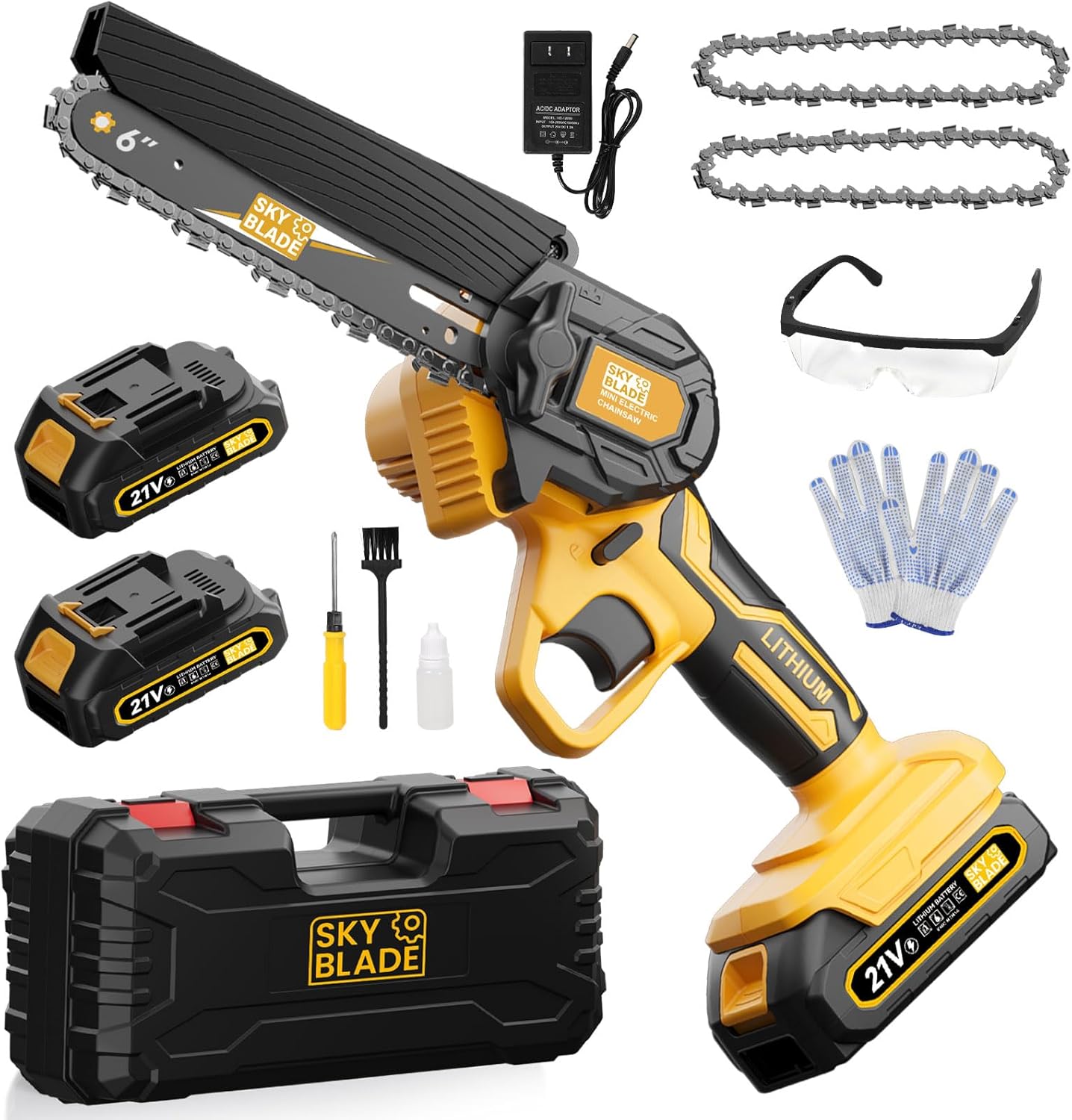 6 Inch Mini Chainsaw Cordless, Portable Electric Chainsaw, for Wood Cutting, Tree Trimming, Courtyard, Household, and Garden Blue