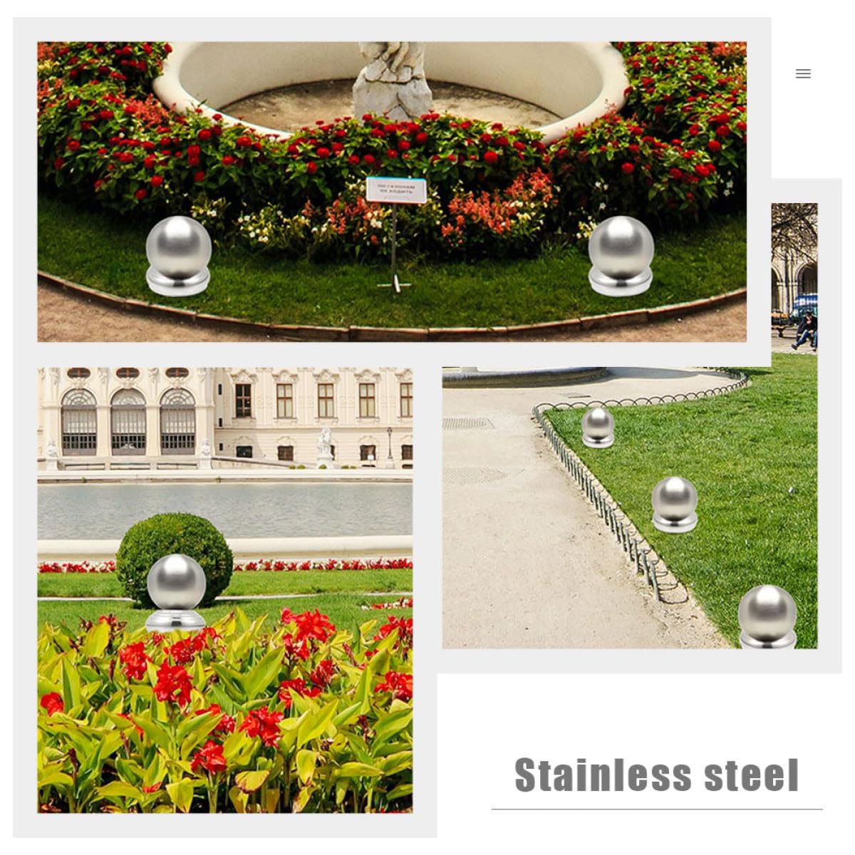 2 Stück Edelstahl Metallständer Sockel für Gartenglobus Praktische und Stabile Kugelhalterung für Gartendeko im Außenbereich Silberfarbener Garten Kugelständer