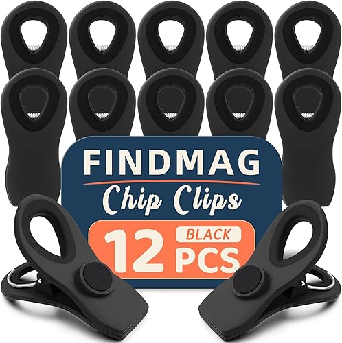 Miniatura 1 de Paquete de 12 clips magnéticos para chips, clips para pan, clips para bolsas de alimentos para paquetes de alimentos, clips de cocina con imán para