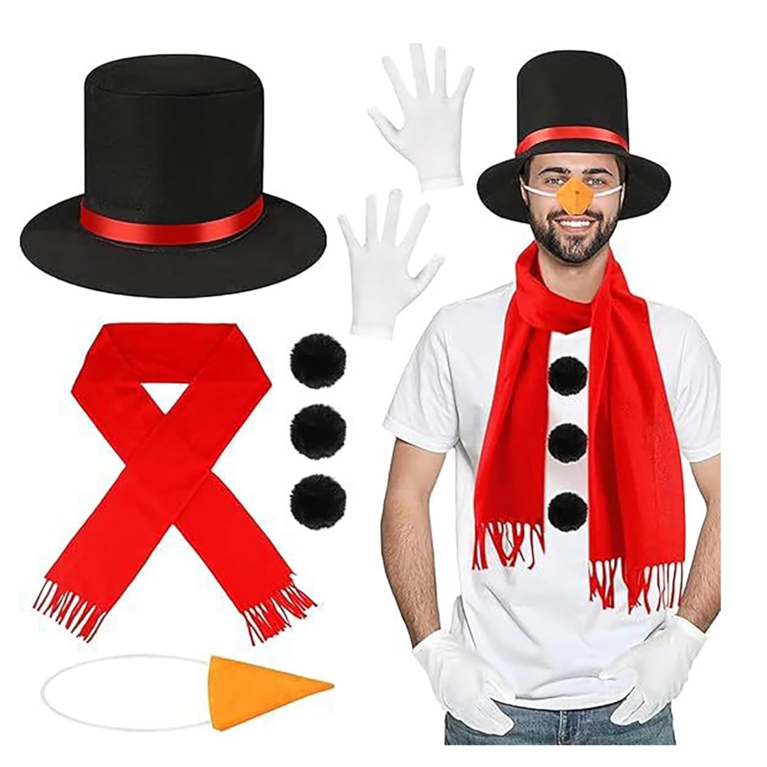 eBoutik - Retro Style 80s Costume Accessories Set - Realistic Fancy Dress Halloween Costumes For Adults (Snowman)