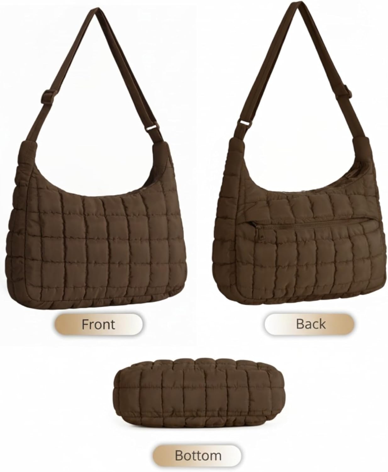 Quilted Puffer Tote Bag For Women Hobo Crossbody Purse Puffy Shoulder Bag Soft Fluffy Handbag for Everyday Use - Image 7