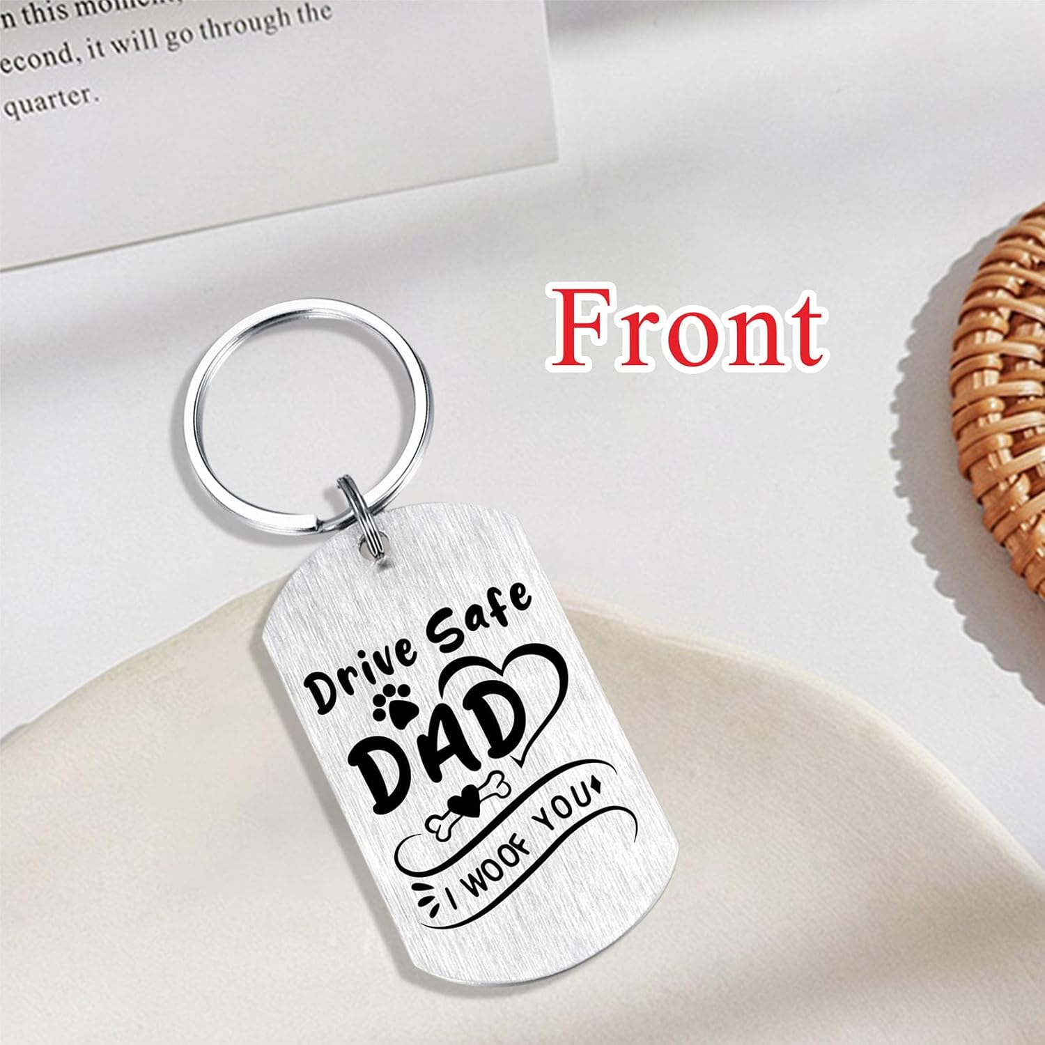 Alotozo Dog Dad Gifts for Men - Dog Dad Keychain Gift from Dogs, Drive Safe Daddy Engraved Stainless Steel Keychain, Dogs Lover Gift for Father - Image 3