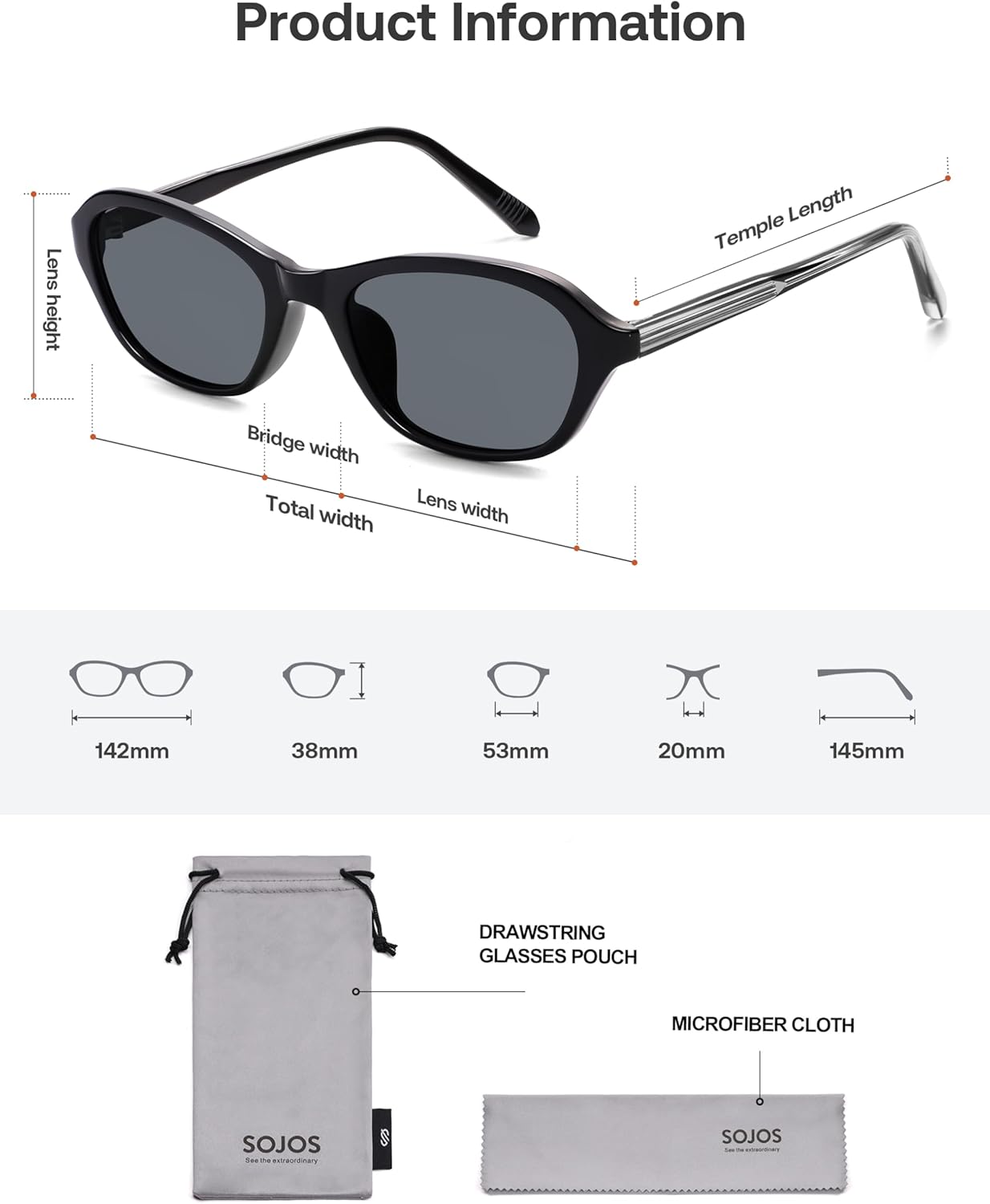 SOJOS Retro Oval Sunglasses for Women Trendy Cat Eye Narrow Chic Y2K 90s Sunnies SJ2685 - Image 5