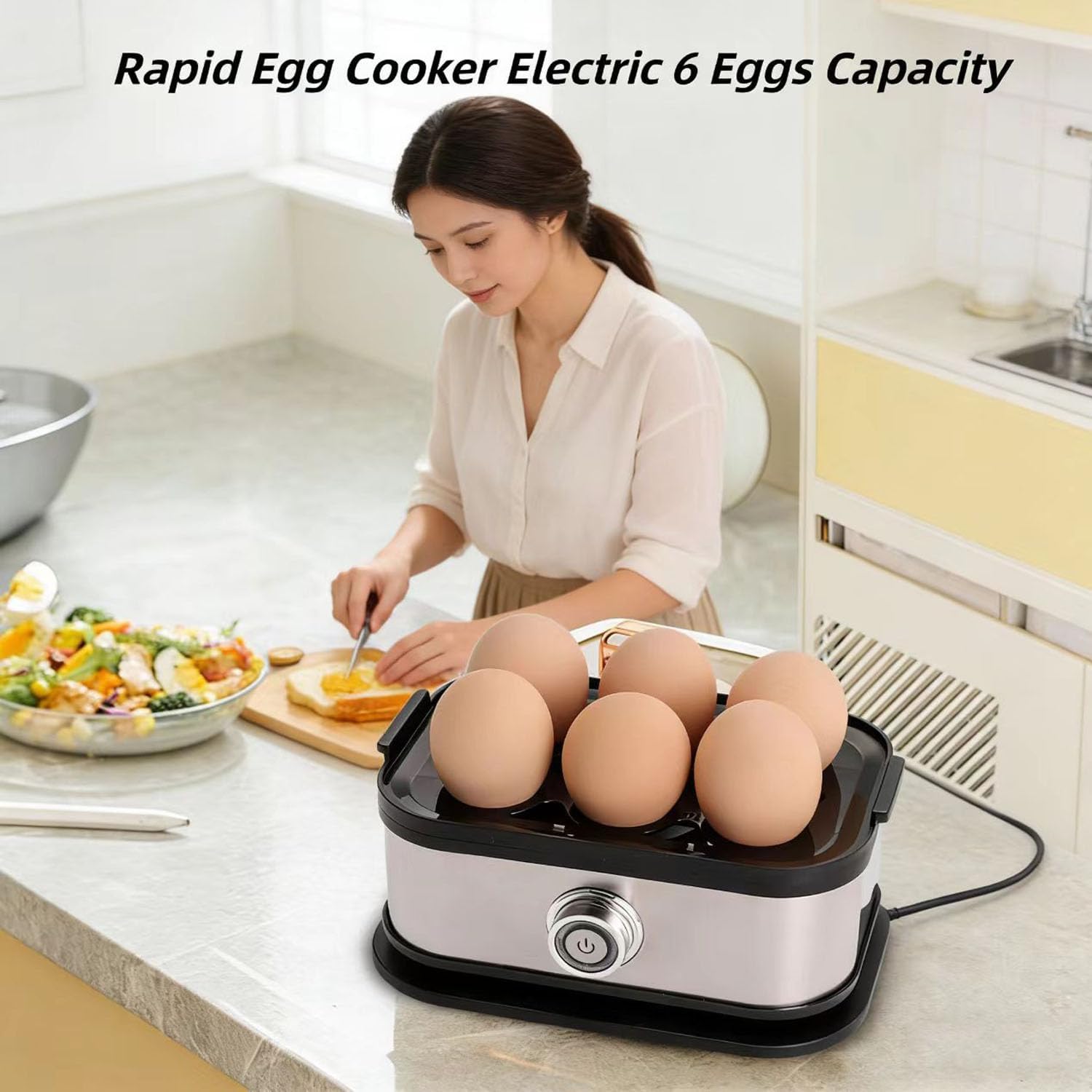 Smart Egg Cooker Multi-Function Rapid Eggs Cooker, Electric 6 Egg Capacity, Hard Boiled, Medium, Hard Boiled Egg CookerSoft Boiled Egg Cooker BPA Free Tray Egg Poacher