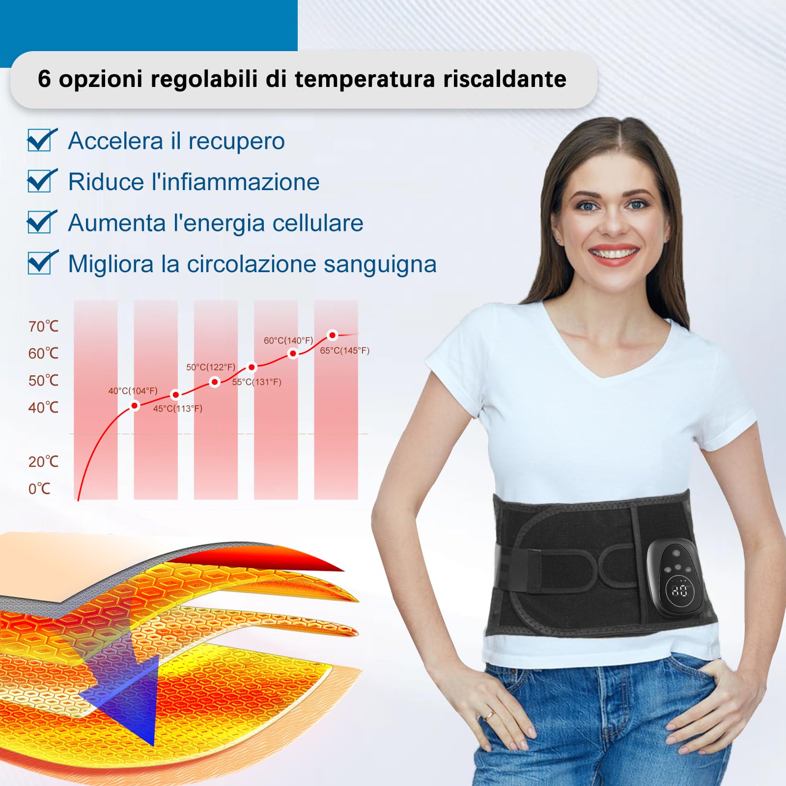 Cintura massaggiatore lombare senza fili con calore per dolori lombari