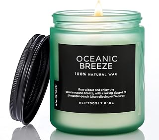M&SENSE Ocean Breeze Scented, 6.0oz 40 Hour Long Lasting Candle, 2 Wick Pineapple & Mango Scented Natural Soy Candles for ...