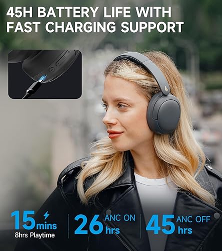 Miniatura 7 de Edifier W800BT Pro - Auriculares híbridos con cancelación activa de ruido, audio de alta resolución, cancelación de ruido de llamada AI, tiempo de