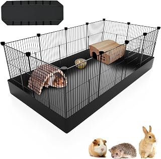 PAWING 12-Panel Small Animal Playpen with Waterproof Mat - Secure Metal Fence for Guinea Pigs, Hamsters, Kittens, Indoor Outdoor Pet Enclosure