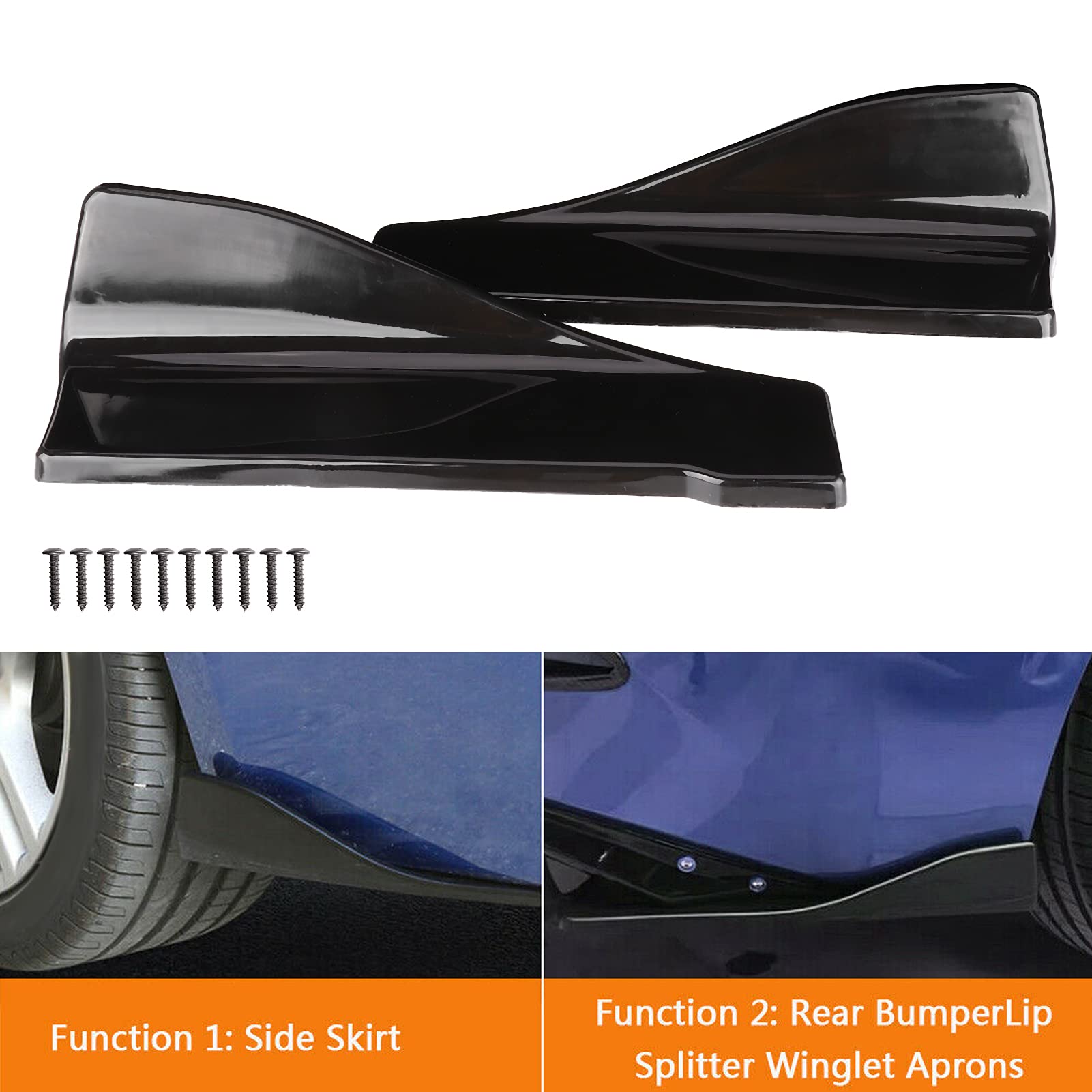 2pcs Universal Rear Bumper Lip Spoiler for 435i E60 GLOOY Diffuser Flaps Body Kit Styling Accessory
