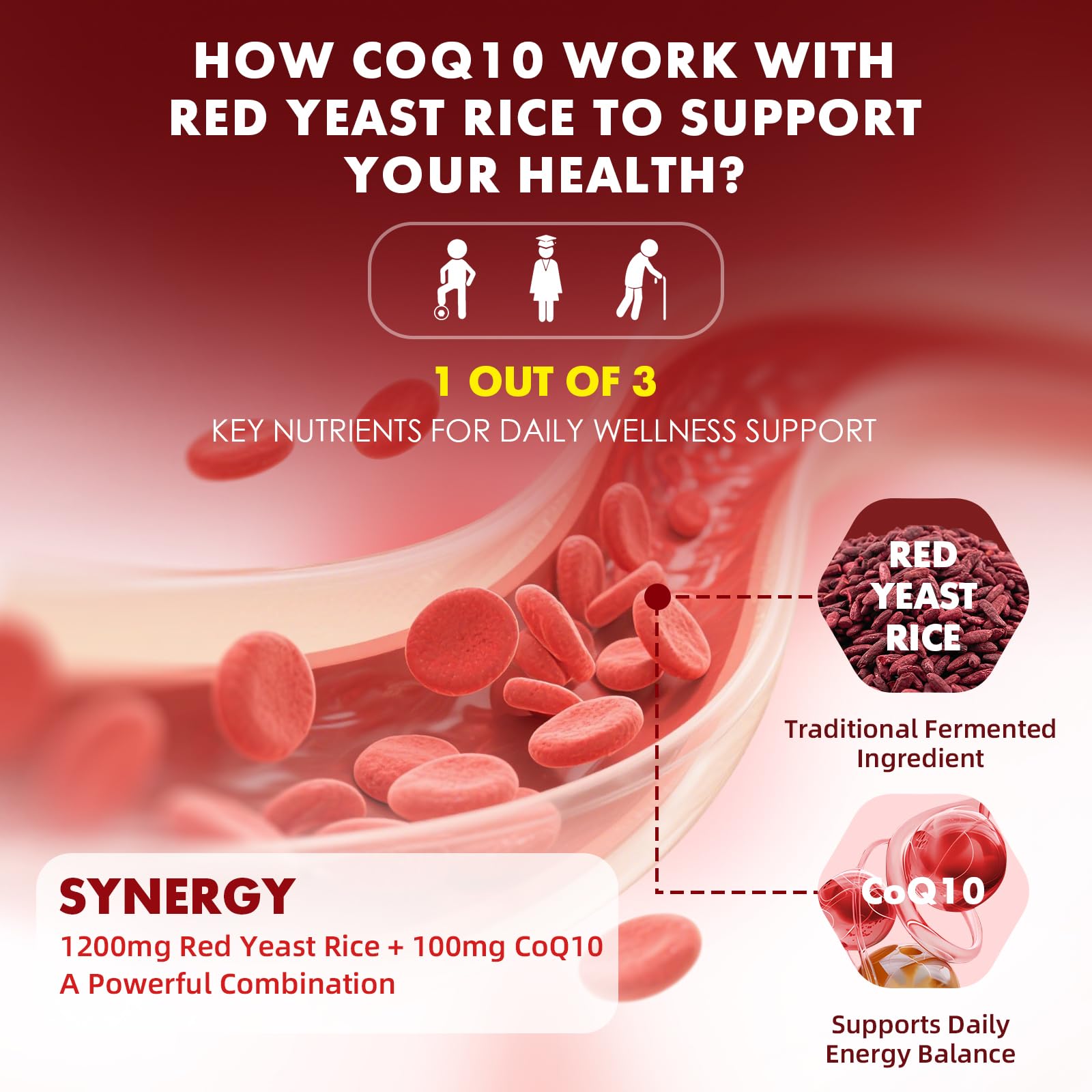 2 Pack Red Yeast Rice with Coq10 Gummies, Red Yeast Rice Supplement, Sugar Free, Raspberry Flavor, 120 Count — Amazon image 4