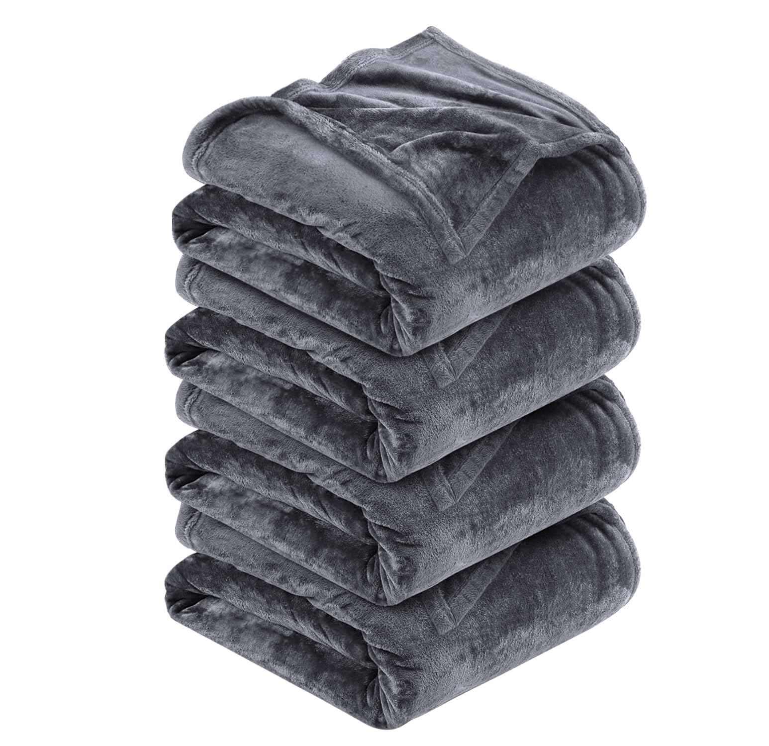 MOONLIGHT20015 Silk Touch Warm 4 Pack Fleece Blankets - 400 GSM Throws for Sofa Fluffy Blanket Bed Throw for Bedroom, Couch, Travel, Kids, Bedroom Accessories Grey, King (230 X 270CM) — image 1