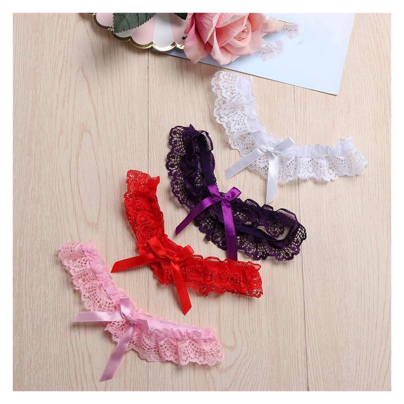 2 sztuk/zestaw damski panna młoda pas koronkowy Bowknot bielizna blokada nóg zestaw pas do pończoch koronkowy pas do pończoch (kolor: czarny, rozmiar: 33-60 CM) (czerwony 33)