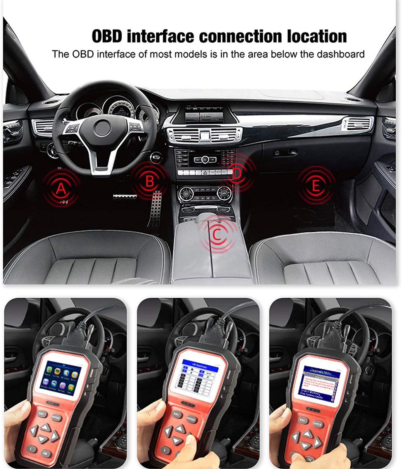 KW860 Instrument de Diagnostic de défaut de Voiture avec Fonction d'indication de Bouton Écran Couleur de 2,8 Pouces OBDII Outil DE Scanner DE Diagnostic DE Moteur DE Voiture OBDII