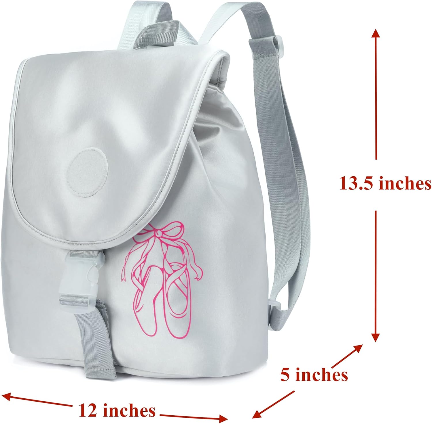 Ballet Dance Backpack for Girls - 15L Personalized Tutu Bag with Multi-Pockets & Interchangeable Badge - Competition & Practice Dance Team Bag - Silver