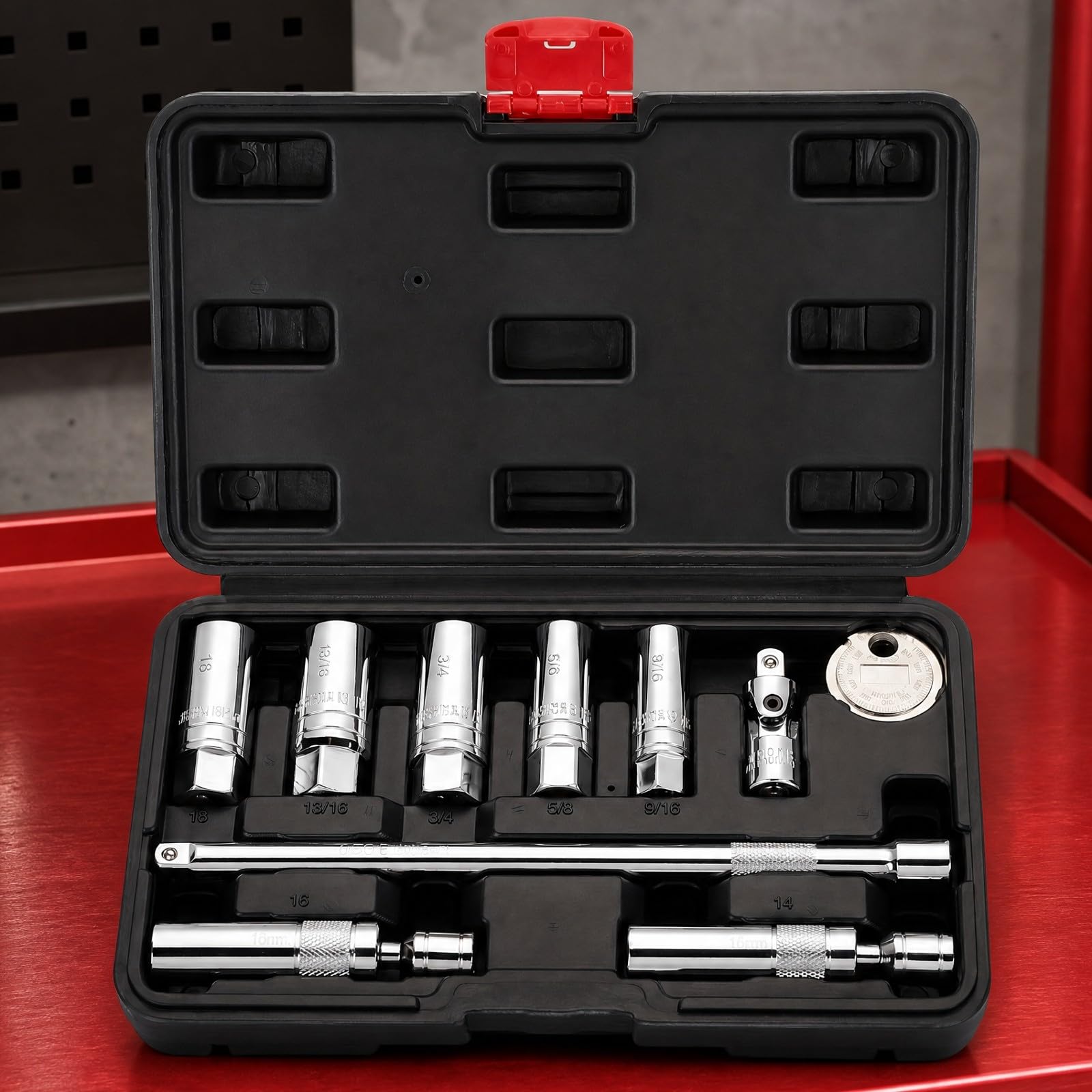 10 Pezzi Set di Chiavi Candele con Valigetta Professionale Kit di Riparazione Automobilistica Magnetico Attrezzo per Meccanici, Officina