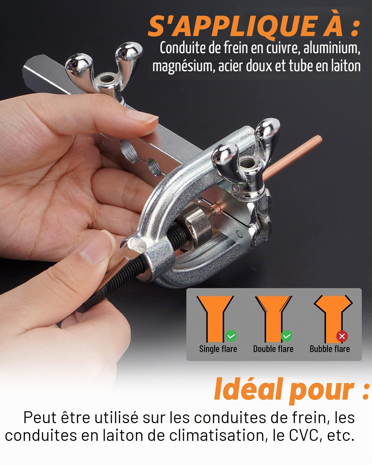 Kit d’Outils de torchage Double et Simple, Ligne de Frein de 7,62m Ø 4,75mm en Acier (16 raccords + 4 connecteurs), Kit de Conduite de Frein