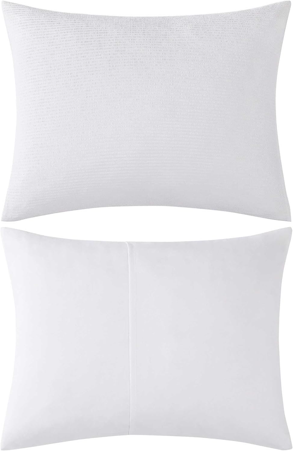Tommy Bahama - King Bonus Bedding Set, Reversible Comforter with Matching Bed Sheets, Shams, Pillowcases, & Decorative Pillow, Wrinkle Resistant Bedding Essentials (Seersucker White, 8-Piece)