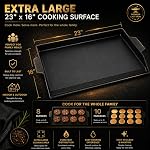 KEESHA 23" x 16" Émaillé Cast Iron Gridle pour BBQ Grills à gaz et poêles ─ Pas de pré-assaisonnement nécessaire; parois latérales épaisses; résistant à la chaleur; distribution uniforme de chaleur; émail de qualité alimentaire; cuisson saine