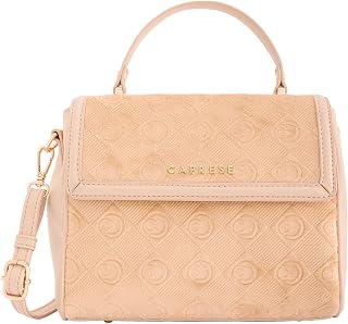 Caprese Katherine Medium Monogram Velvet Sling Bag for Women | Elegant Multi-Compartment Crossbody & Shoulder Bag with Adjustable Strap | Perfect for Party & Travel