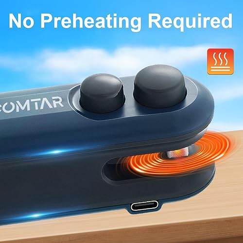 Miniatura 2 de Sellador de bolsas de chips 2025 2 en 1 recargable con cortador, máquina reselladora de calor USB C portátil para chips, herramienta de sellado Negro