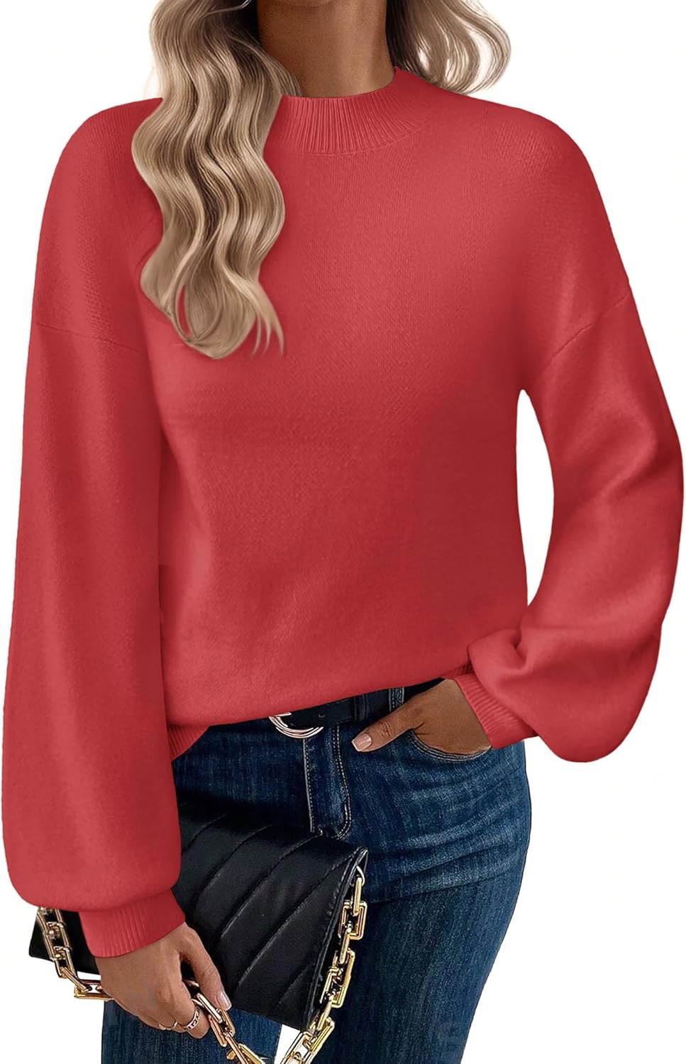 Zeagoo Sweaters for Women Fall Fashion 2025 Trendy Long Sleeve Turtleneck Pullover Lantern Knit Sweater Tops