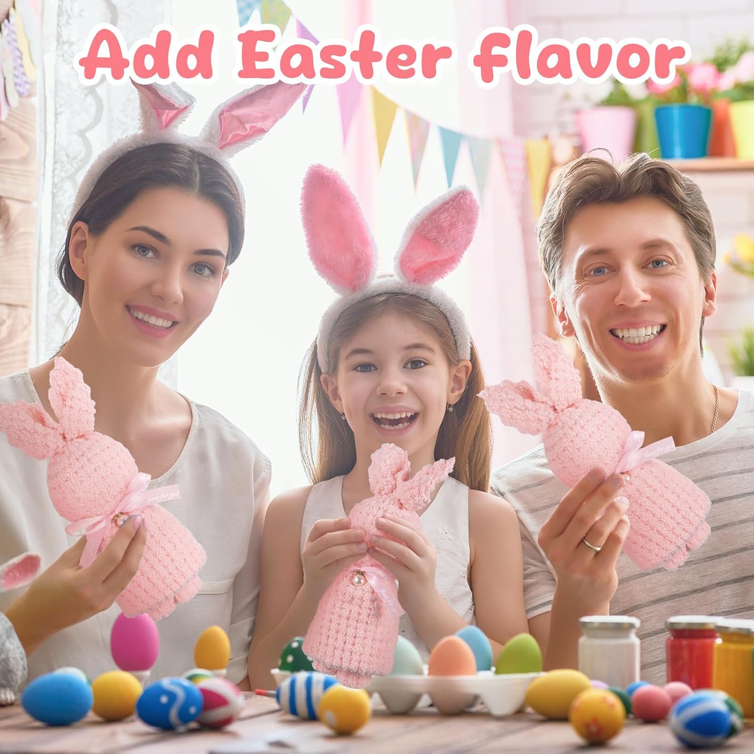 VitalCozy 24 Set Easter Party Favors Bunny Towels Coral Fleece Easter Hand Towels with Bags for Spring Baby Shower Wedding Birthday Baptism Souvenirs Gifts Bathroom Kitchen(Pink)