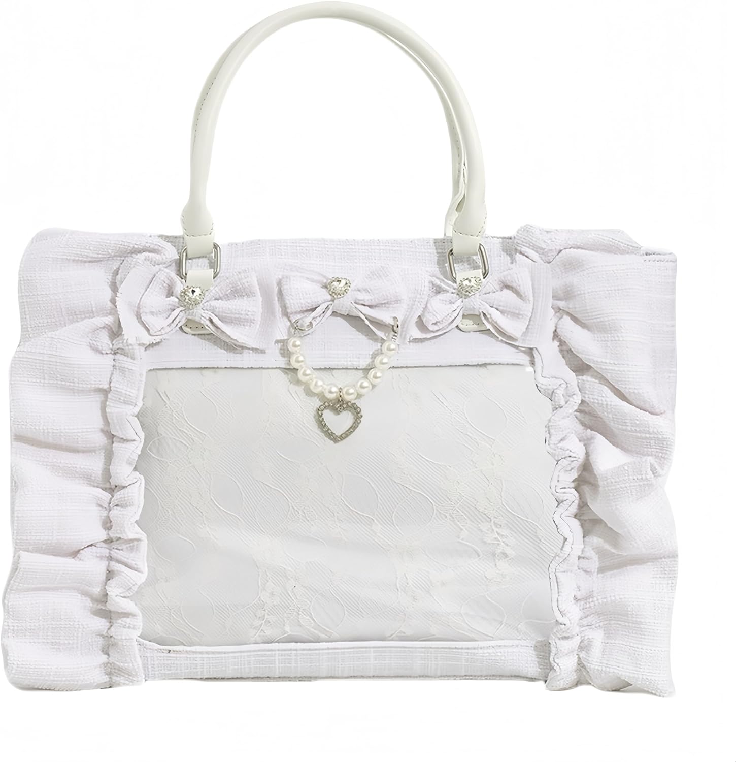 Ita Bag Pins Display Single Shoulder Crossbody Bag Ruffles Bow Purse and Handbag for Women Nylon Tote Bag with Insert