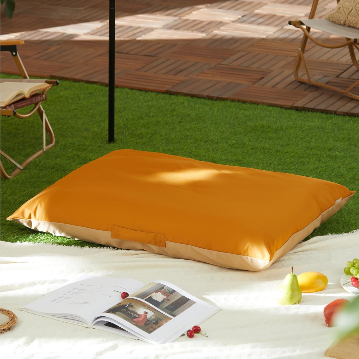 review Allisandro Outdoor Dog Bed Pet Pad Tough Pet Pillow with Removable Cover, Scratch and Water Resistant, Orange/Light Brown, 40 X 30 X 4 Inches