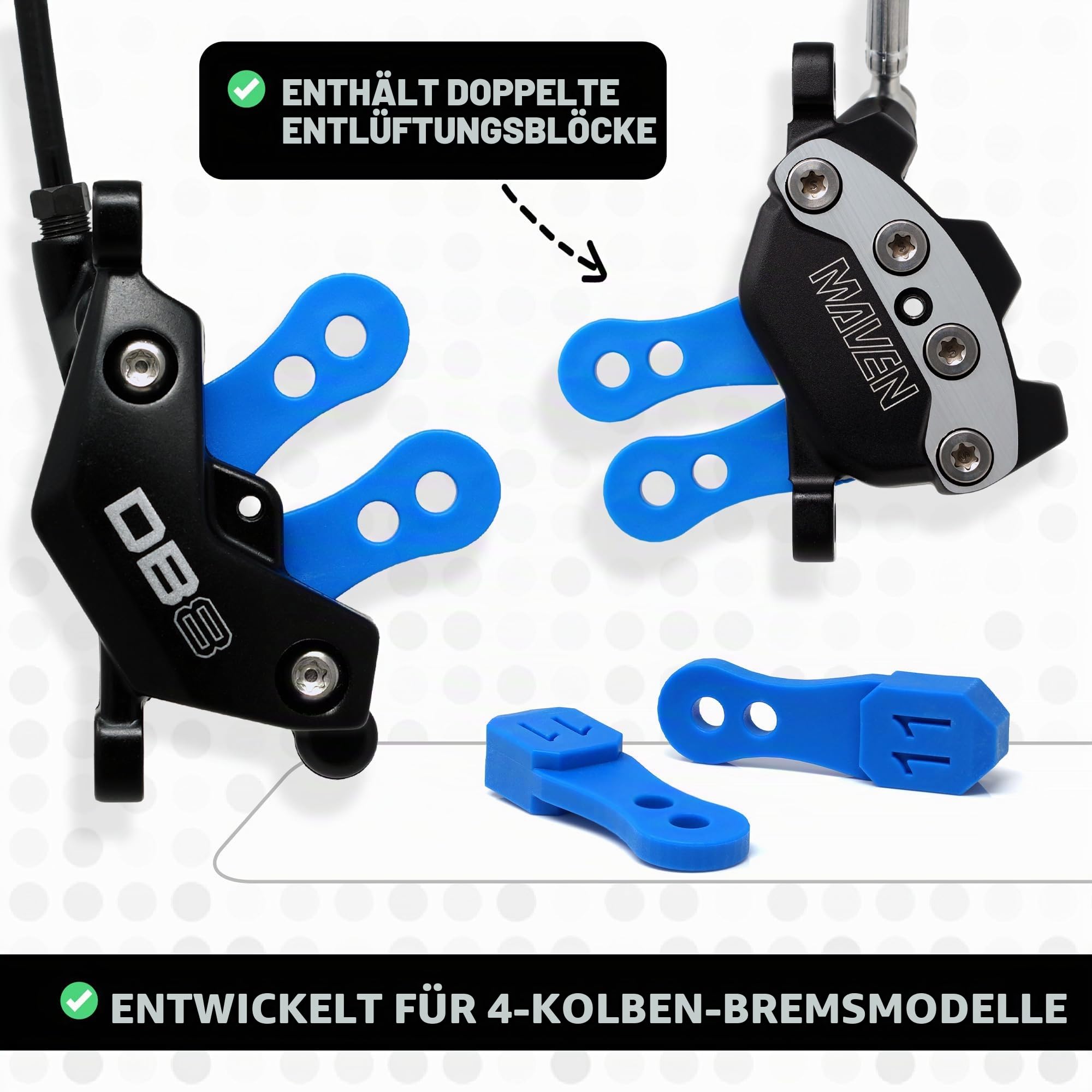 epic Entlüftungskit für SRAM Mineralöl-Bremsen - Passend für Maven & DB8 Bremsen - Entlüftungskantenwerkzeug, Mineralöl-Bremsflüssigkeit, 4-Kolben-Entlüftungsblock-Set