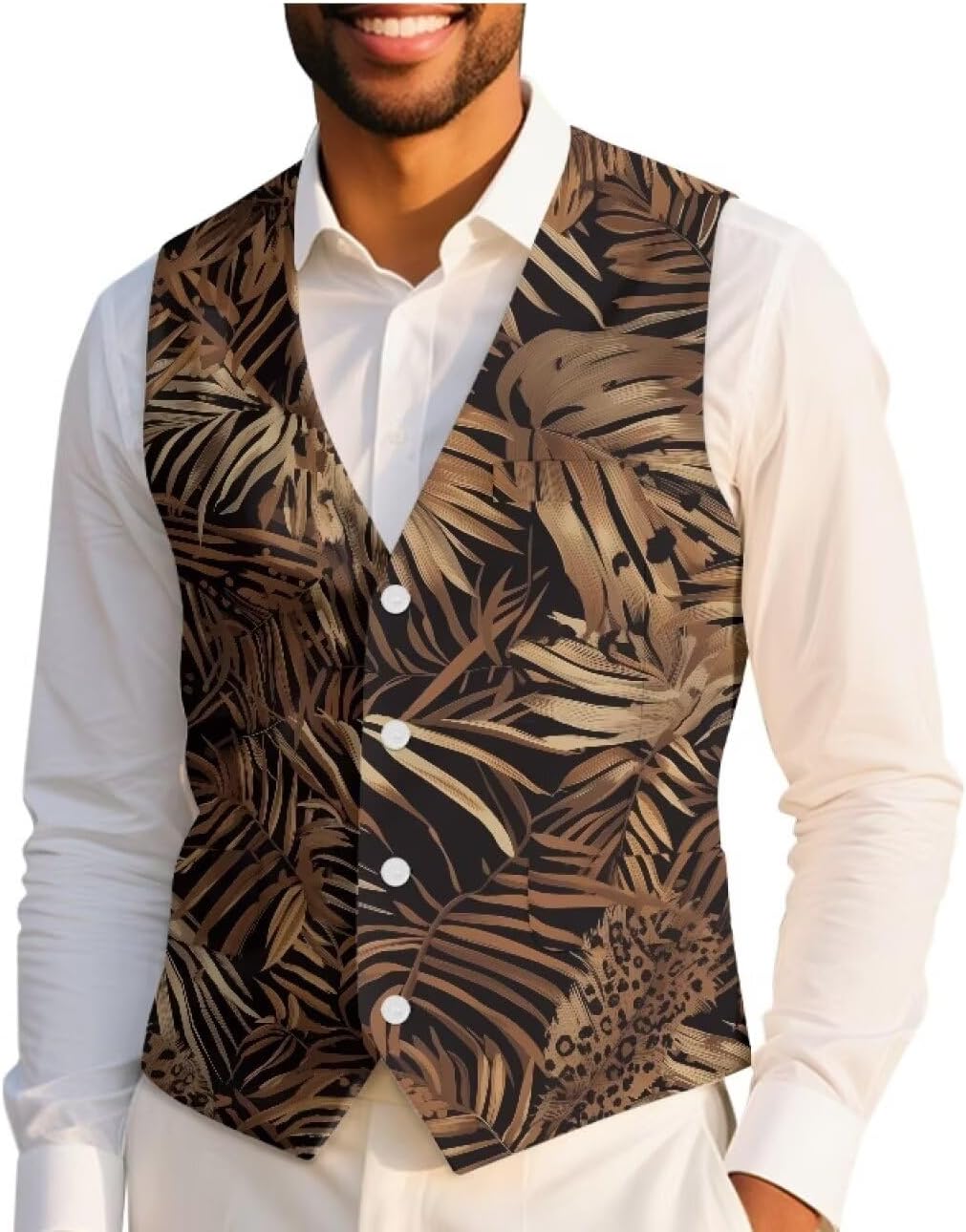 Lightweight Suit Vest for Men Slim-Fit Mens Waistcoat for Party Casual V-Neck Mens Suit Jackets with Pockets