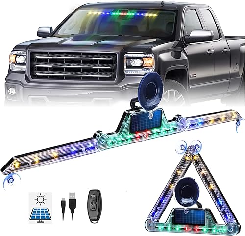 XINMY Luces estroboscópicas de emergencia para camiones, barra de iluminación RGB 2 en 1 con control manual y remoto, luces LED brillantes de