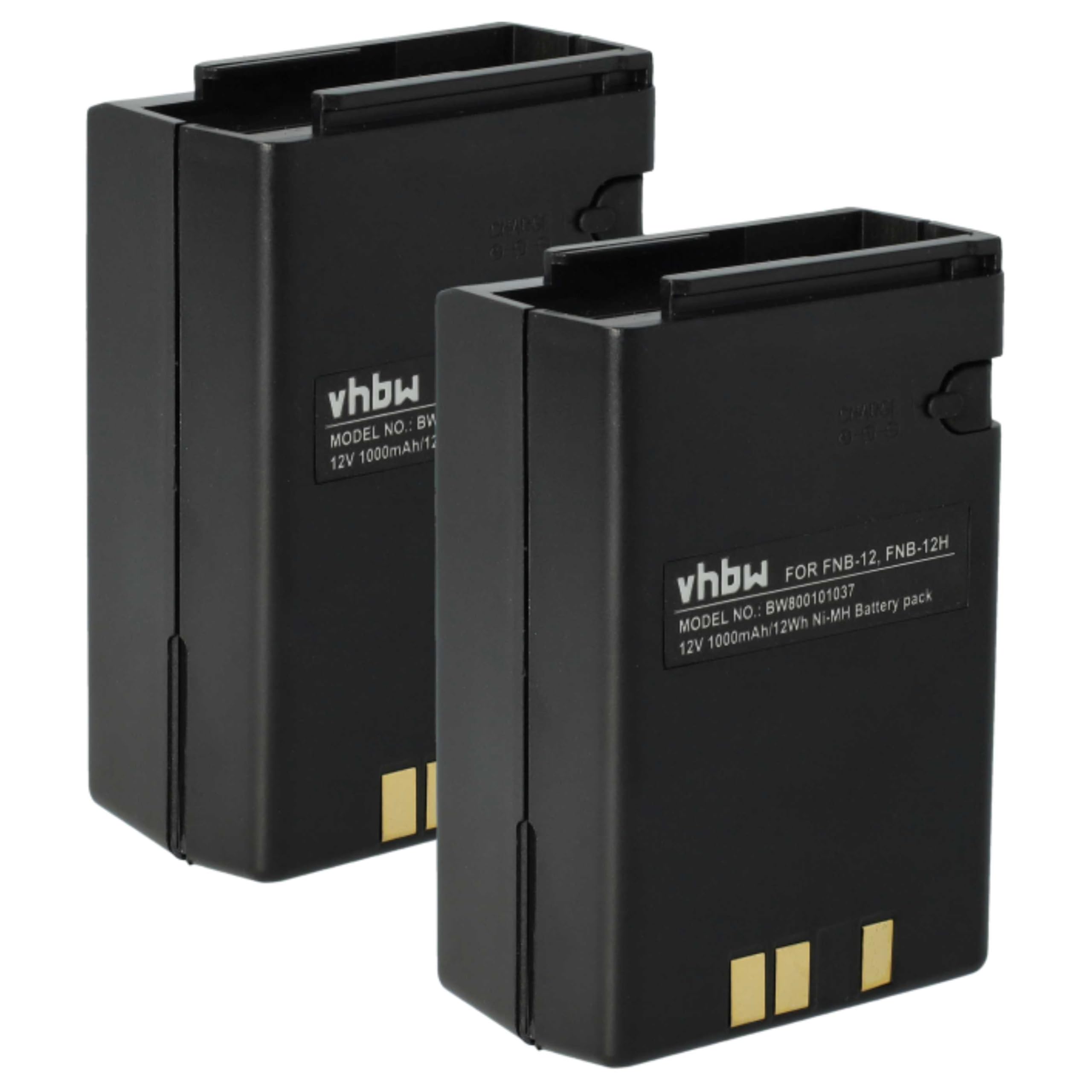 vhbw 2 x Yaesu/Vertex FNB-14, FNB-14H, FNB-12, FNB-12H, FNB-10, FNB-10H do radia (1000mAh, 12V, NiMH)