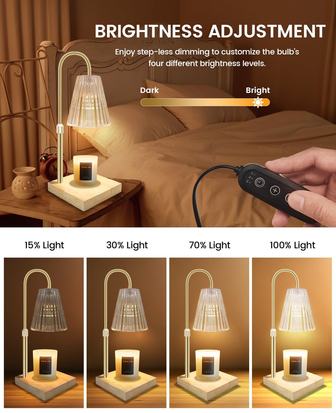 Candle Warmer Lamp with Timer Dimmer Adjustable Height, Mothers Day Gifts, Electric Wax Warmer Vintage Home Decor for Scented Jar Candle - 5
