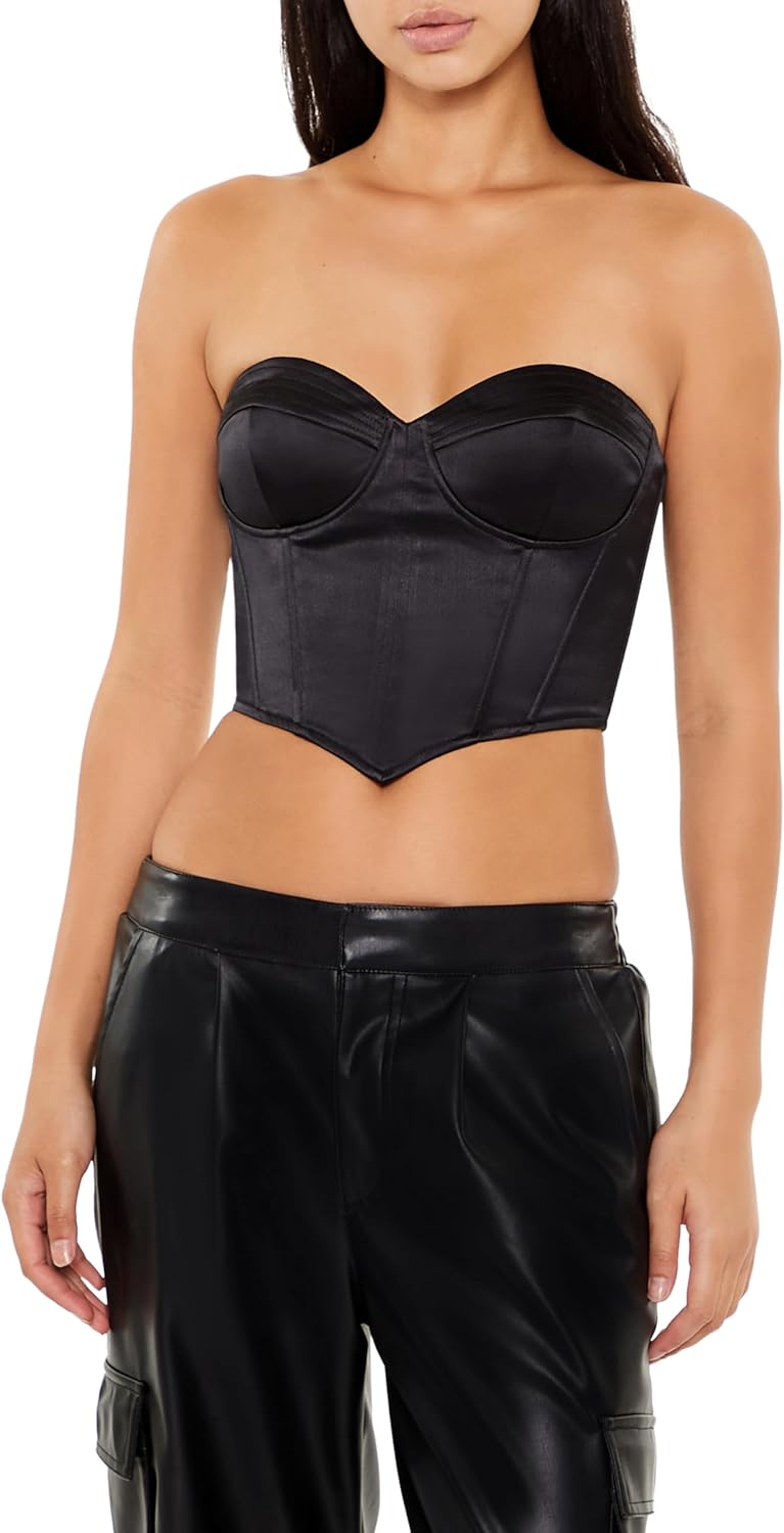 Forever 21 Women's Satin Sweetheart Tube Top Large Black