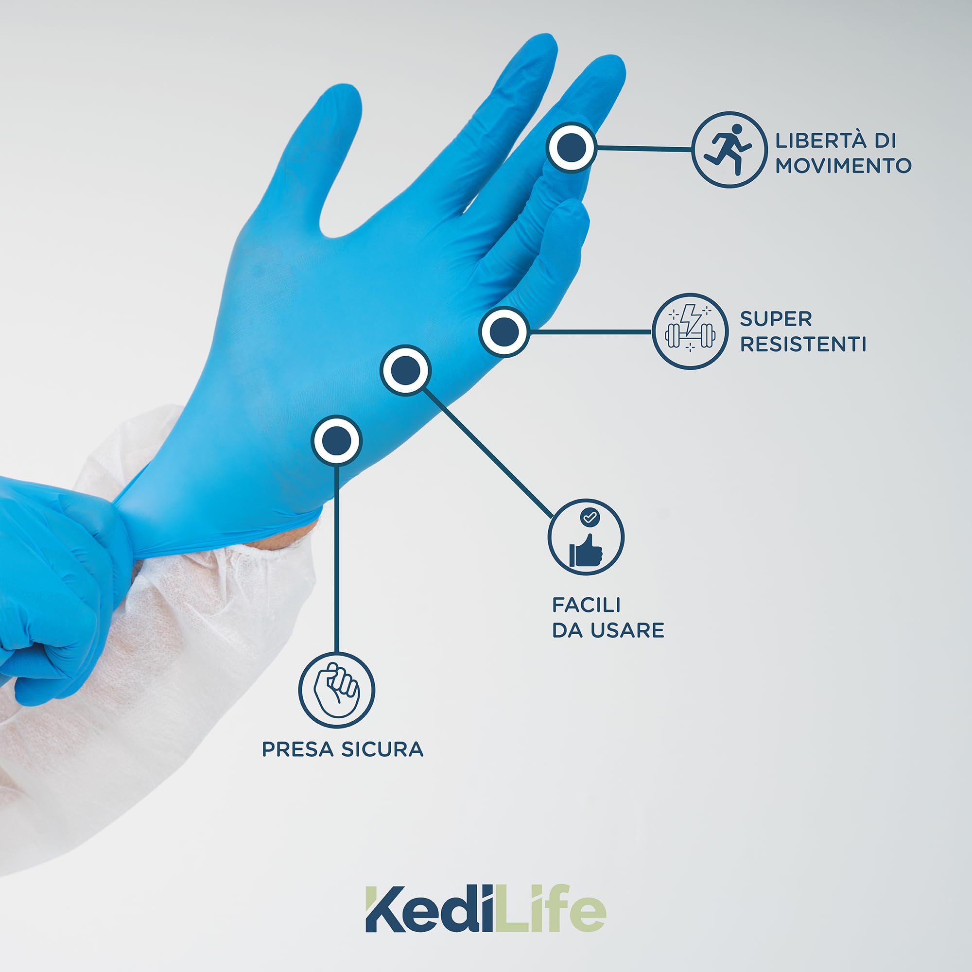 Gants en Nitrile Bleu M - Carton 1000 Gants Jetables Non Poudrés, Sans Latex, Résistants - Gants d’Examen en Nitrile Multiusage Professionnel
