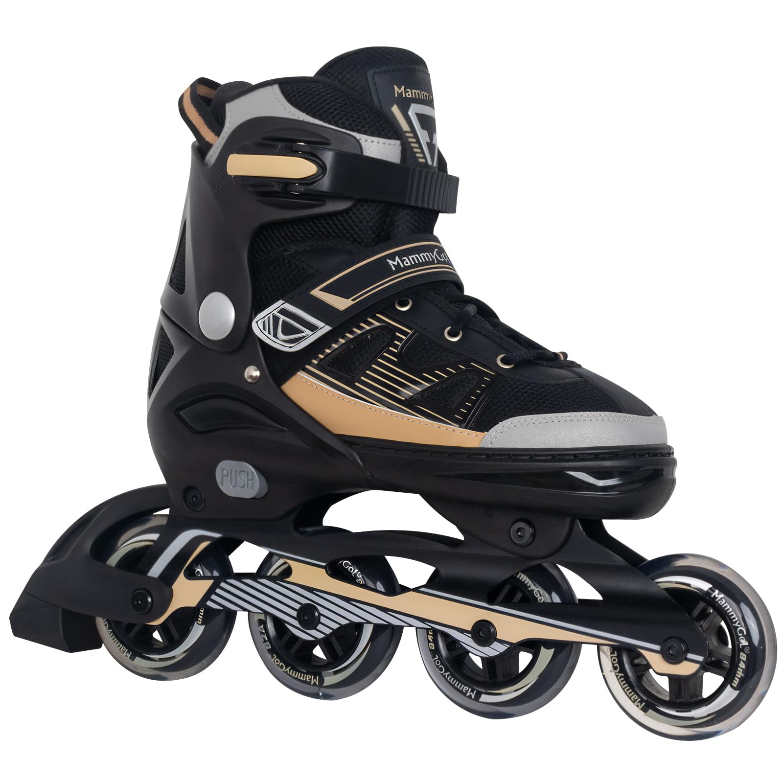 MammyGol Adult Inline Skates for Men Women, Blades Roller with Carbon Steel Bearings, TPR Brake, 3D Mesh, EVA Lining, PVC Upper | Adjustable Size