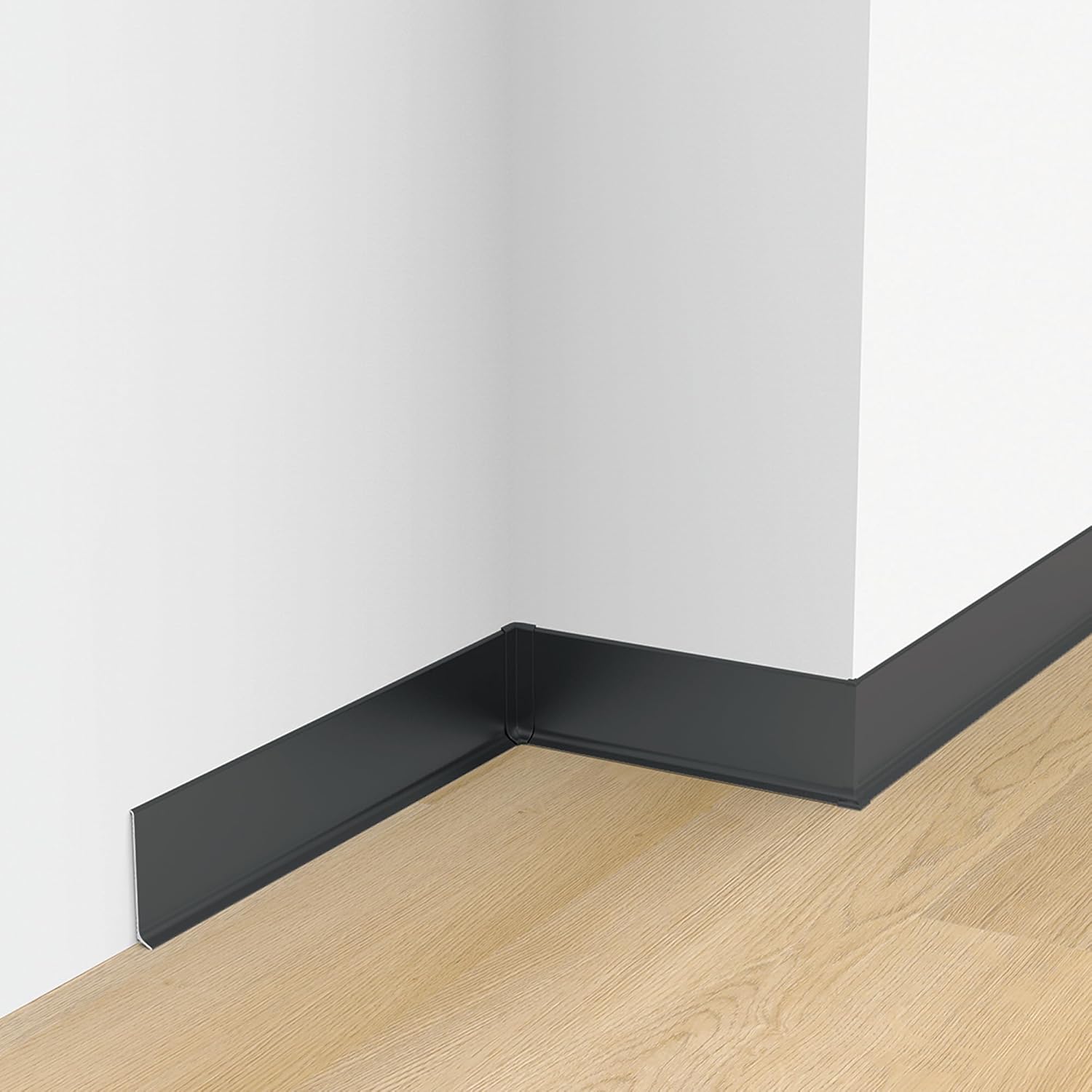 SUNWINGS 4-Pack Matte Black Aluminum Baseboard Molding Trim, 7 Ft x 3.15 Inch Metal Skirting Board Wall Base Cove Base, Waterproof Skirting Trim for Wall & Floor Protection Home Decor, 28 Ft Total