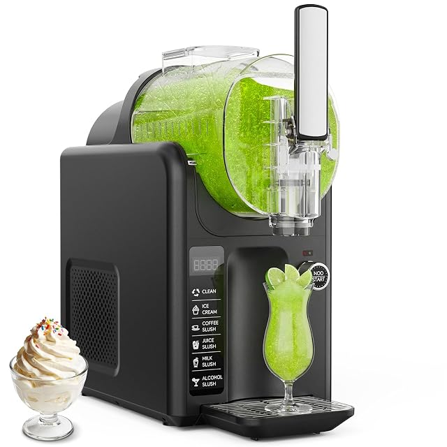 Slushie Machine Ice Cream Maker Machine 2-IN-1 6 Modes for Smoothies Milkshakes Cocktails Margarita and Ice Cream No