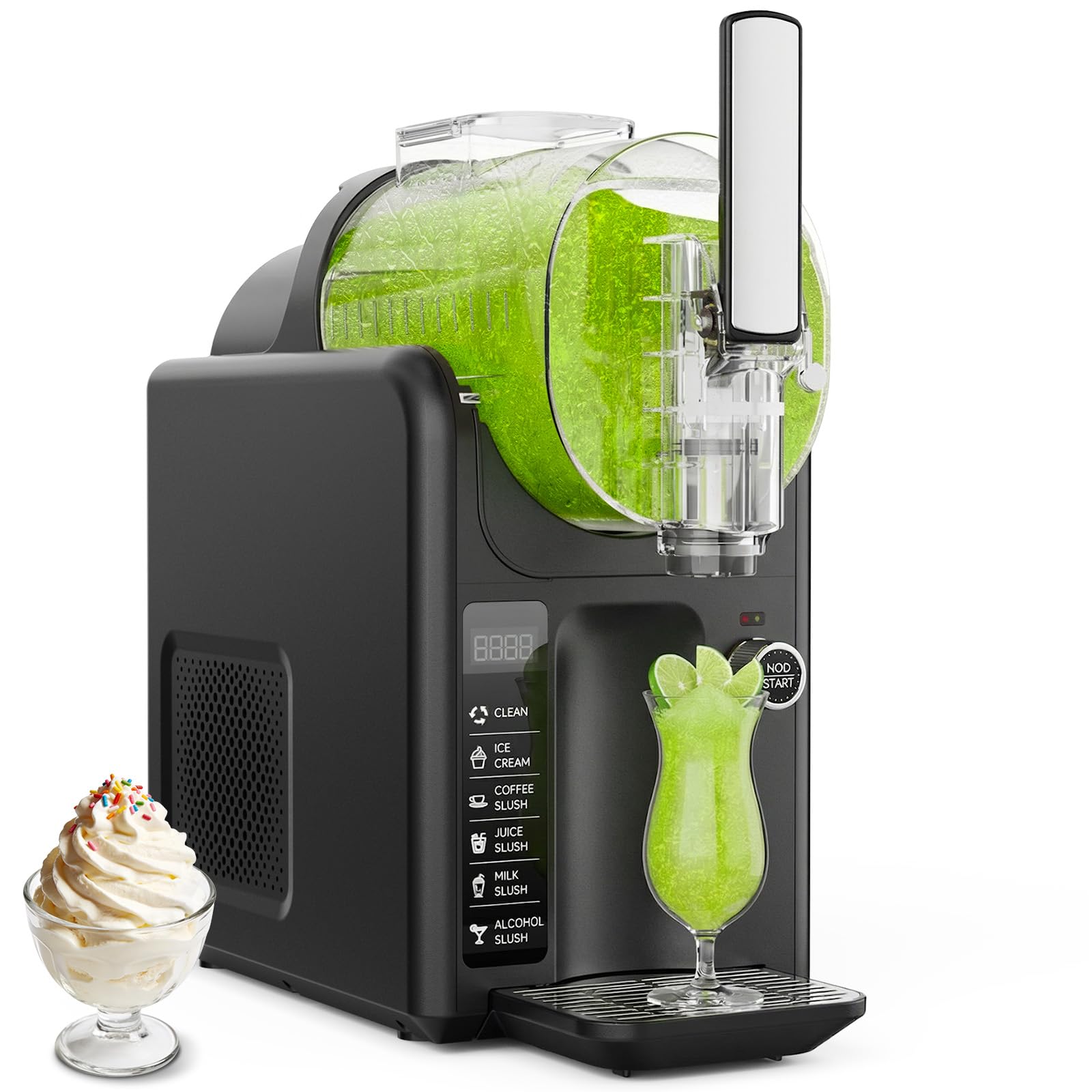 Slushie Machine Ice Cream Maker Machine 2-IN-1 6 Modes for Smoothies Milkshakes Cocktails Margarita and Ice Cream No